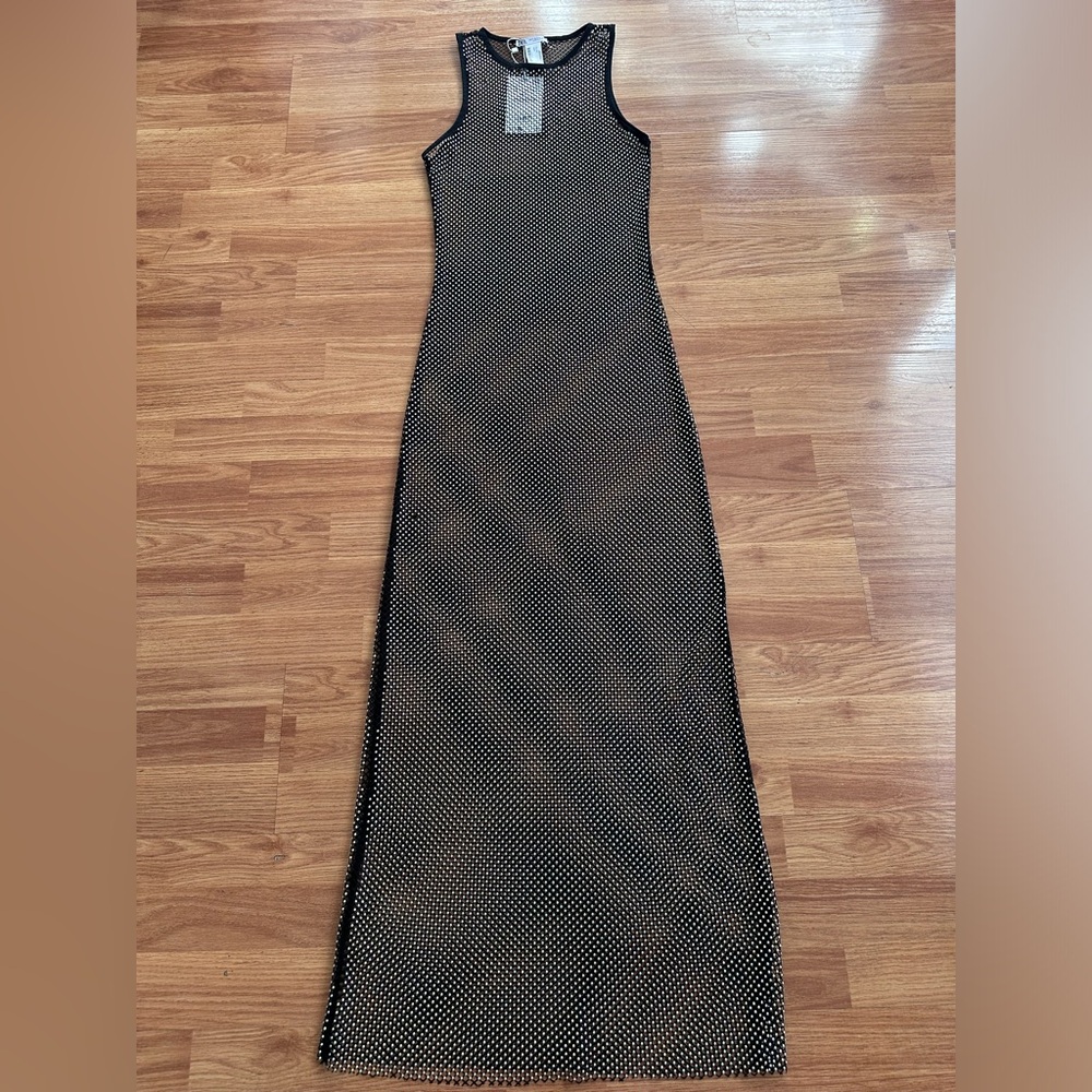 Zara Sparkly rhinestones black mesh dress, size small, new with tags.